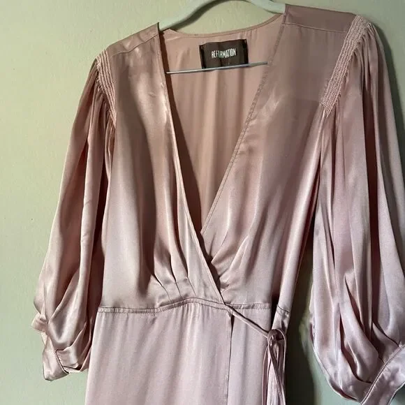 Reformation Olivine Maxi Long Pink Dress Wrapped Size S - Picture 11 of 12